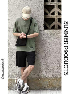 Woodsoon Ice Lụa Áo Thun Ngắn Tay Và Quần Short Quần Đùi Bộ Dành Cho Nam Giới Thoải Mái Rộng Rãi Thời Trang Mùa Hè Cotton Vải Bông Thanh Niên Cổ Tròn In Hình