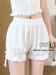 MiiOW | White Safety Pants Womens Summer 2025 New Style Outdoor Wearable Short Lantern Pants Anti-Light Walking Pants High Waist Polyester Fiber