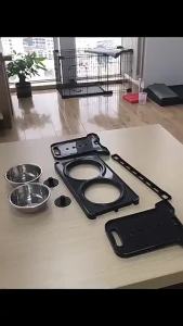 COD Pet Feeder Adjustable Elevated Dog Food Bowl Table with Double Stainless Steel Bowl Raised Dogs Stand for Dog&Cat Pet Anti-slip Detachable Food Water Feeder