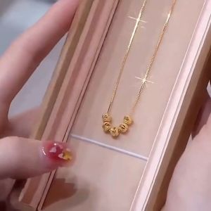 Dây chuyền nữ cá tính titan mạ vàng 18k dây Chuyền Bi Kim Loại Freesize không đen không gỉ xài nước tốt - Người Đẹp Vì Lụa