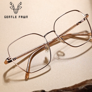 Gentle Fawn Frame Kacamata Lensa Plano Bentuk Kotak Bahan TR90+Metal Kuat Kokoh Bisa Minus Fashion Pria Wanita 66379