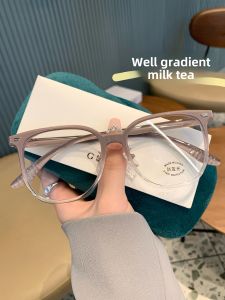 Retro Square TR90 Korean Style Glasses Myopia Women Can Be Matched with Degree Lens Natural Slim Brown Frame Fashionable