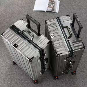 Durable Aluminum Frame Luggage Bag Large Capacity Silent Universal Wheels Password Box for Students And Men And Women