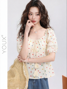 YOUXIANG | Áo Kiểu Chấm Bi Đa Sắc Mùa Hè Cho Nữ