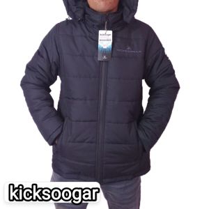 Jaket puffer pria KICKSOOGAR musim dingin hitam hoodie