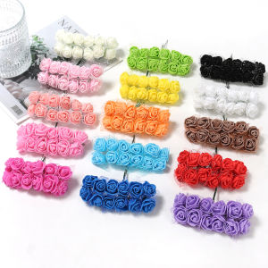 12/36/60Pcs Rose Artificial Flowers Bouquet Foam Fake Flowers Wedding Decoration for Home Room Decor DIY Craft Gifts Accessory