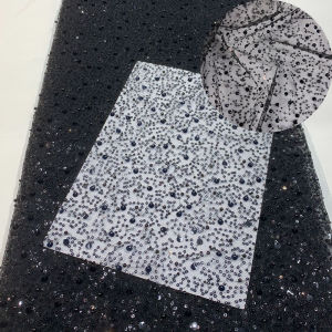 130x91cm Sequin Tulle Lace Fabric Sparkling Heavy Bead Embroidery Mesh for Dance Tutu Skirt Sewing Party Dress Costume Materials