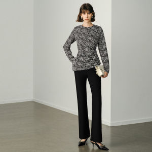 Business Casual High Waist Flared Pants for Women Elegant Commute Style Black High Waist Micro Flare Pants Autumn Versatile