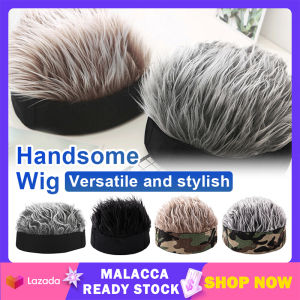 Wigs Cap Mens Hat Rock Punk Street Wig Hip Hop Caps Handsome Fake Hair Hat Cosplay Simulation Short Hair Rambut Palsu Lelaki Topi 男士假髮帽