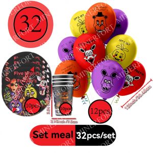 FNAF Themed Cartoon Paper Plate&Cup&Balloons Set for Five Nights at Freddys Birthday Halloween Party Decorations Supplies Gifts