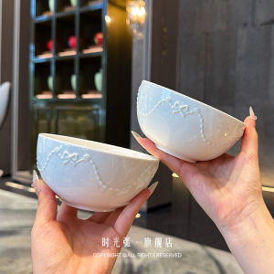 Delicate Butterfly Knot Dinner Plate French Relieve Ceramic Dessert Pasta Plate Bowl Set Combination Country Style round Shape