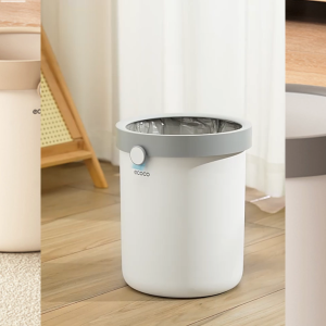 ECOCO Round Trash Can -  Tempat Sampah Bulat Tong Sampah Rumah Tangga Tempat Sampah Tanpa Tutup Tempat Sampah Dapur & Kamar Mandi Tempat Sampah Estetik MinimalisGround Trash Can