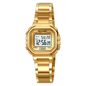 SKMEI 【Free Gift Love Necklace】Stainless Steel Strap Electronic Movement Fashion Retro Metallic Case Womens Watch 2387