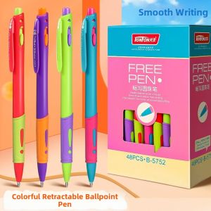 Press School Student Use Colorful Ballpoint Pen