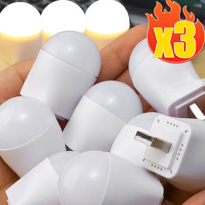 3pcs USB Night Light Bulb USB Plug Lamp Computer Mobile Power Charging LED Lights Round Square Reading Book Eye Protection Night Lamp