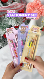 FCI 5 in 1 Stationery Set 3 Colors Available ( Yellow Pink and Purple ) Complete set Perfect For Kinder And Elementary Students