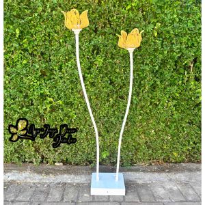standing bunga hias lampu dekorasi pelaminan cabang 2 kelopak Bunga kuncup mini bahan kain Brukat /bunga artifisial/lampu hias/lampu tidur/giant flowers