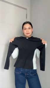 [Hottie Diary] Womens Shapewear Crewneck Long Sleeve Shirt Basic Tee Fit Going Out Crop Tops Shapewear