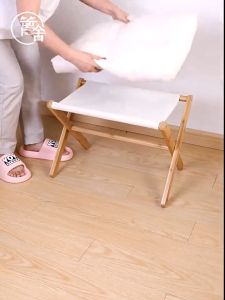 YYMALL-พร้อมส่งในไทย✨เก้าอี้พักเท้า ที่วางเท้า ที่วางขา ที่พักเท้า เก้าอี้ไม้วางเท้า เก้าอี้เปลี่ยนรองเท้า พับเก็บได้พร้อมเบาะส