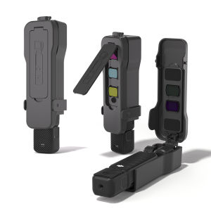 ฝาครอบป้องกันสำหรับ DJI OSMO Pocket 3 ดีไซน์แบบพลิก วัสดุพลาสติก มีช่องใส่ฟิลเตอร์ในตัว 5 ช่อง ป้องกันรอยขีดข่วน พร้อมสายคล้อง