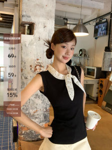 Áo Vest Không Tay Màu Đen Gợi Cảm Mùa Hè 2025 Phong Cách Mới Của Pháp Áo Khoác Ngoài Nữ Cao Cấp HRG Style Commute Style