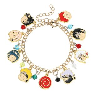 Bandai | Japanese Anime Naruto Cartoon Character Bracelet Set Metal DIY Enamel Pendant Charm Beads Wholesale Fashion Jewelry Gift