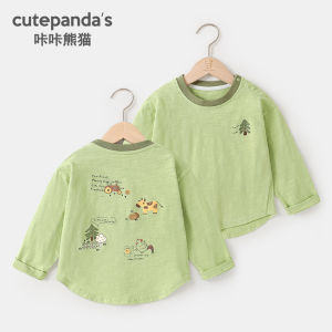 Spring Autumn Long Sleeve Baby Clothes Panda Design Base Layer Top for Boys And Girls Childrens T-Shirt Comfortable Cotton