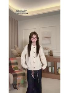 OUYANGXI | Áo Sweater Len Cổ Rùa Mềm Có Dây Kéo
