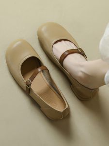 รองเท้าส้นแบน Mary Janes ทรงหัวมน หัวเข็มขัด รองเท้าส้นแบนสำหรับผู้หญิงไซส์ใหญ่ 41 รองเท้าทำงาน สไตล์เรียบง่าย รองเท้าสวมสบาย