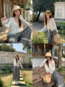 NIHAOKANONG | Bộ Đồ Áo Lót Ren và Áo Khoác Knit