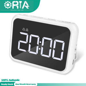 ORIA LED jam penggera skrin besar jam Digital Rechargable dengan masa tahan lama jam meja kawalan suara laras penggera Volume & kecerahan skrin tunda penggera Dual 12/24H untuk perjalanan pejabat rumah