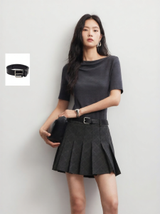 Vero Moda | Vintage Plaid Pleated Detachable Belt Autumn/Winter Skirt