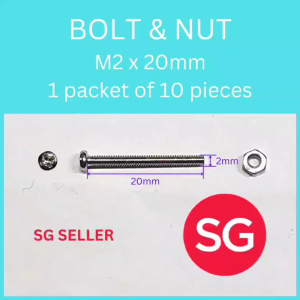 Ready stock in SG. M2 x 20mm Bolts (10pieces) and M2 Nuts (10pieces). * FREE M2 Washer (10pieces)