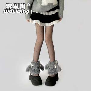 Cute Bows Puppy Foot Sock Winter Soft Sister Cartoon Big Ears Middle Boots Sets Stuffed Poodle Leg Warmer