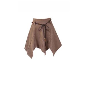 Small Size New Style Mermaid Desert Wind High-End Sweater Top with Vintage Asymmetrical Mini Skirt Fashion Set for Women