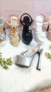 Giày cao gót nữ catwalk gót trụ cao 15cm đúp trước 5cm dễ mang nâng dáng mang chắc chân