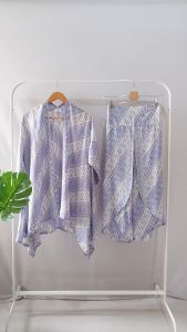 ONE SET BATIK WANITA OUTER BERLENGAN BATIK KULOT BATIK CELANA HIGH WAIST PANTS CELANA PANJANG BAWAHAN BATIK OUTER BERLENGAN OUTER BERMOTIF ONE SET BATIK MODERN