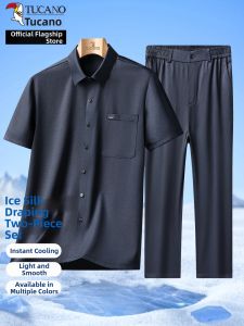 TUCANO | Cool Silk Short Sleeve T-Shirt & Long Pants Set for Men