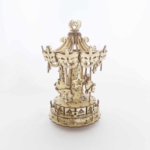 Adult 3D Wooden Puzzle: Troy Carousel Handmade DIY Craft Model Kit Birthday and Christmas Gift for Women