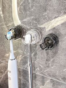 Bathroom Wall-Mounted Suction Cup Toothbrush Holder Nordic Style Plastic Storage Rack for Toothbrushes And Toothpaste
