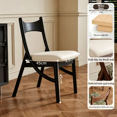 MU FENG ZHI NAN | Ghế Ăn Bữa Thư Giãn Phong Cách Retro Pháp Mid-Century Vintage Tai Mèo Gỗ Thật