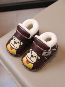 Thickened Cotton Shoes for Baby Boys And Girls 1-3 Years Old Winter Anti-slip Soft Bottom Learning to Walk Shoes Cartoon Pattern