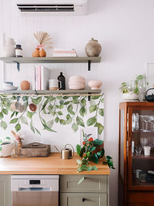 French Style Kitchen Renovation Decorative Wall Stickers Waterproof Self Adhesive Tile Stickers Plant Floral Pattern Home Decor