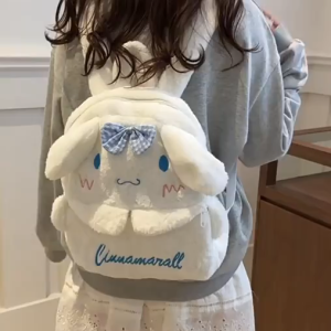 BELLERY Hellokitty Cartoon Plush Backpack Large Capacity Melody Kuromi Anime Shoulder Bag Gift Cute Cinnamoroll School Bag Travel