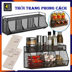 Kệ Đựng Đồ Nhà Tắm Dán Tường Dáng Nghiêng 2 Tầng Chịu Lực Cao Cấp - Giỏ Đựng Hành Tỏi Kệ Thép Sơn Tĩnh Điện - Giá Đỡ Kệ Chữ Nhật Khung Sắt Treo Dán Tường Nhà Tắm Phòng Bếp Siêu Bền