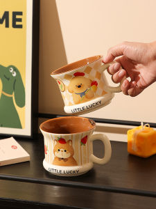 Cute Ceramic Mug Large Capacity Office Coffee Cup Breakfast Cup for Girls High Aesthetic Value Couple Mugs Single Ear Handle