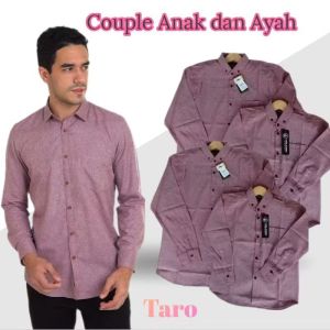 Capelan Kemeja Polos Ayah dan Anak Lengan Panjang Warna Taro