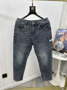 Retro Faded Nine-Tenths Jeans Comfortable Skin-Friendly Washed Cotton Mens Casual Versatile Thin Straight Casual Pants Trendy