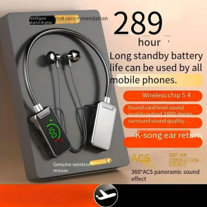 Karaoke Universal Bluetooth Earphone Wireless Digital Display Waterproof Sports Bluetooth Headset with Microphone New Neck Bluetooth Headset Sports Karaoke Super Long Standby Super Large Digital Display Card Headset