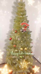 Yo-Fun 8ft Golden Christmas Tree Christmas Artificial Christmas Tree Premium PVC Leaf Luxuriant Appearance with Iron Stand Decoration Home 4/5/6/7ft